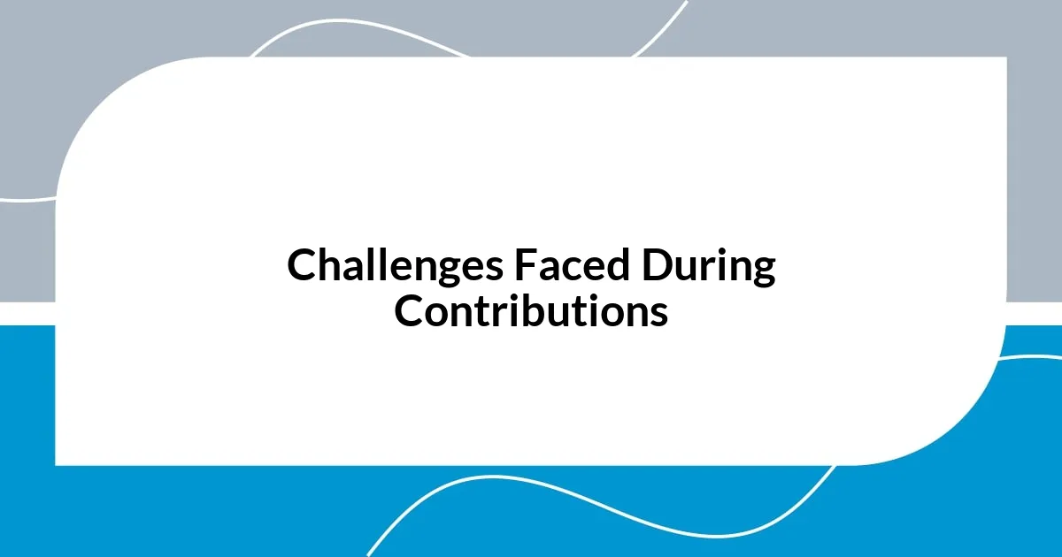 Challenges Faced During Contributions