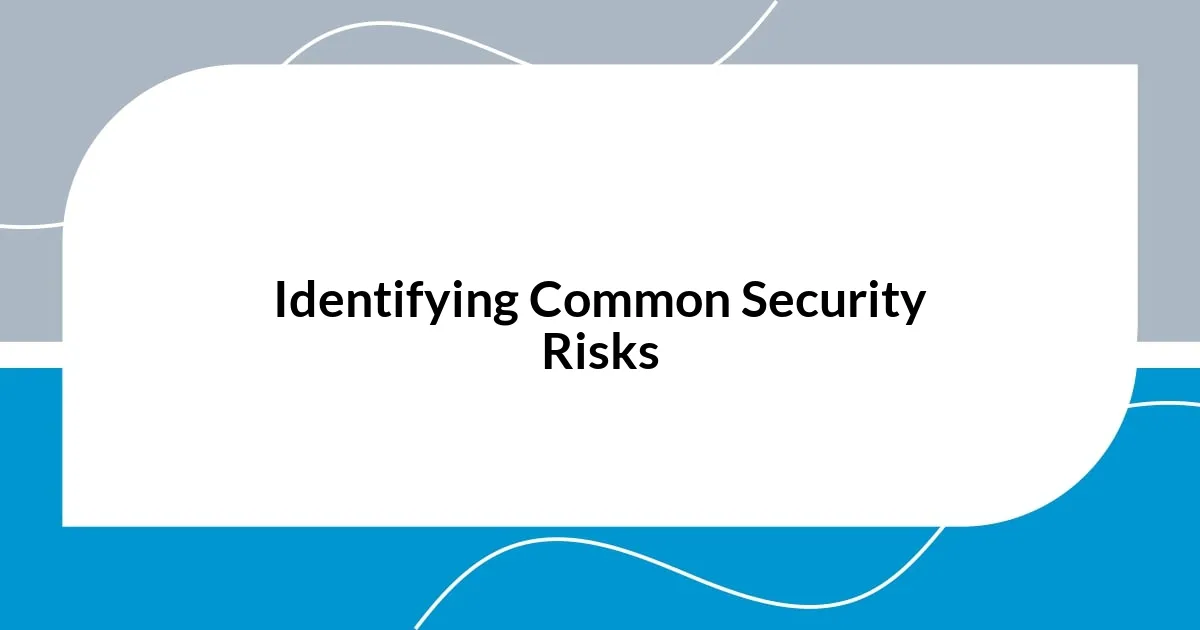 Identifying Common Security Risks