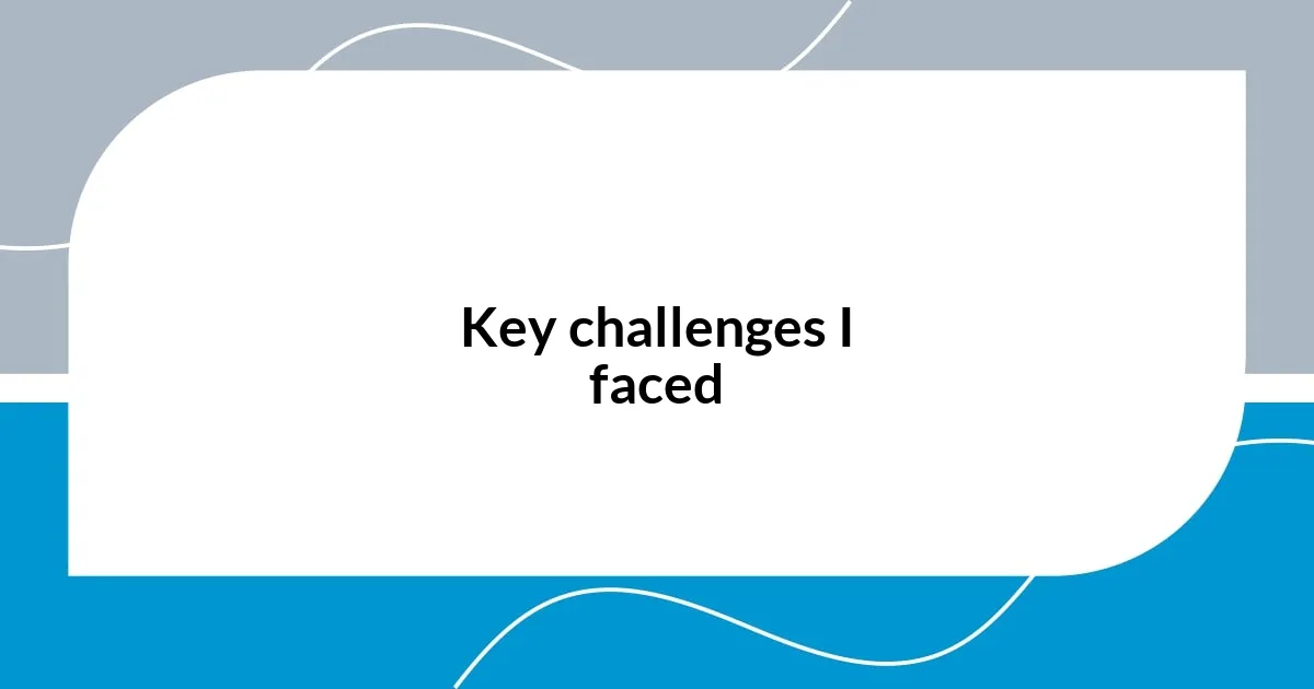 Key challenges I faced