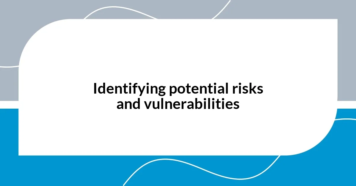 Identifying potential risks and vulnerabilities