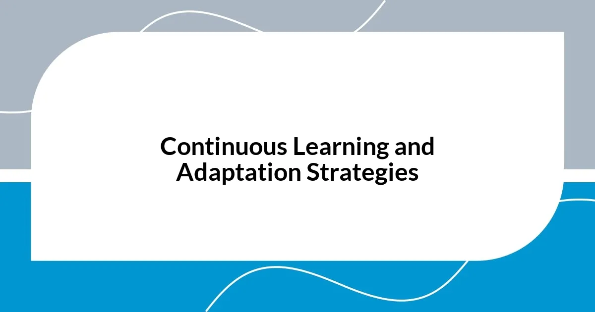 Continuous Learning and Adaptation Strategies